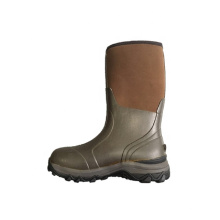 Men's Classic Mid Calf Brown Waterproof Insulated Neoprene Rubber Outdoor Boots for Hunting